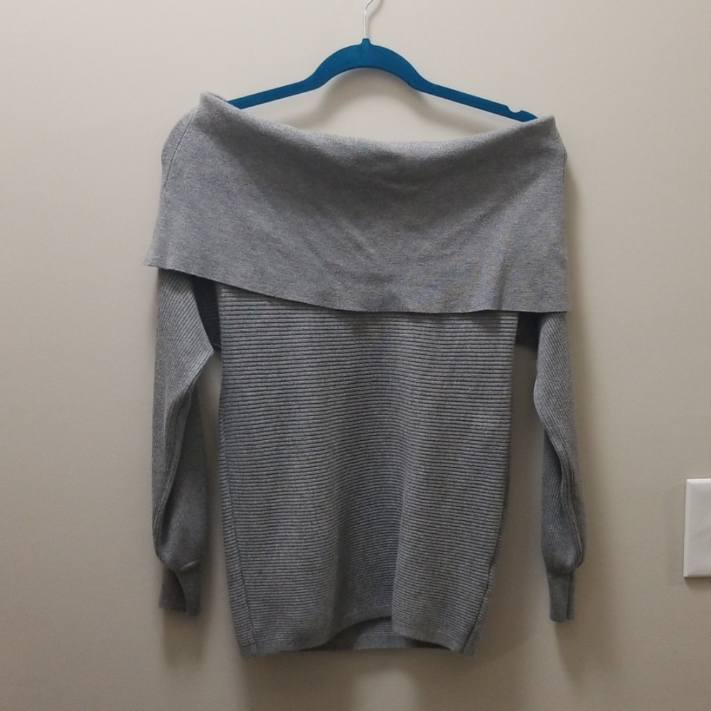 Off the Shoulder Gray Sweater